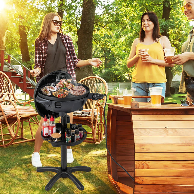Electric BBQ Grill 1200W Indoor Outdoor Grill with 2-Zone Non-Stick Grilling Plate