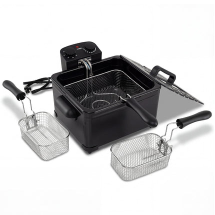 Electric Deep Fryer 5.3QT/21-Cup Stainless Steel 1700W with Triple Basket