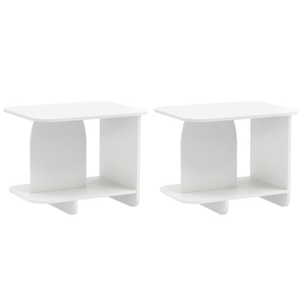 End Table Set of 2 2-Tier Sofa Side Tables with Storage Shelf