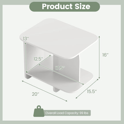 End Table Set of 2 2-Tier Sofa Side Tables with Storage Shelf