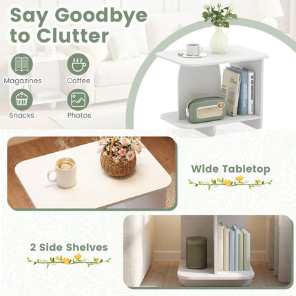 End Table Set of 2 2-Tier Sofa Side Tables with Storage Shelf