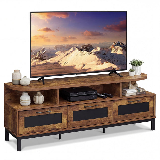 Entertainment Center with 3 Storage Drawers and Open Shelves