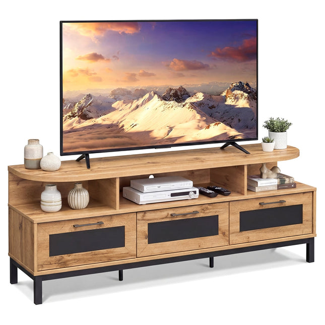 Entertainment Center with 3 Storage Drawers and Open Shelves