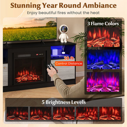 TV Stand Entertainment Center for 65" TVs with LED Lighting