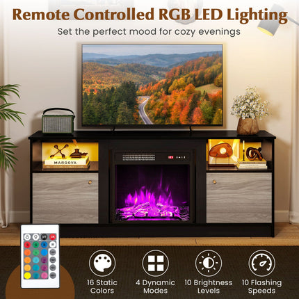 TV Stand Entertainment Center for 65" TVs with LED Lighting