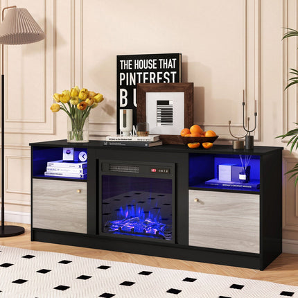 TV Stand Entertainment Center for 65" TVs with LED Lighting