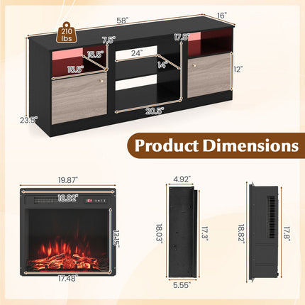 TV Stand Entertainment Center for 65" TVs with LED Lighting