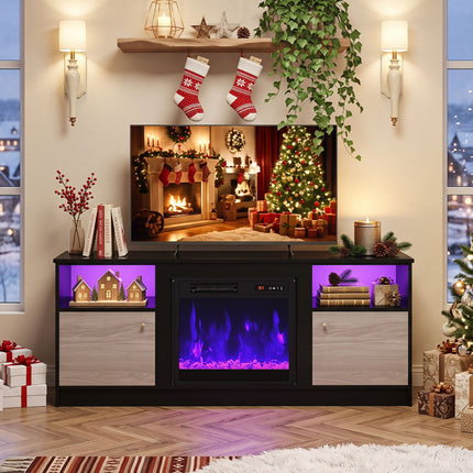 TV Stand Entertainment Center for 65" TVs with LED Lighting