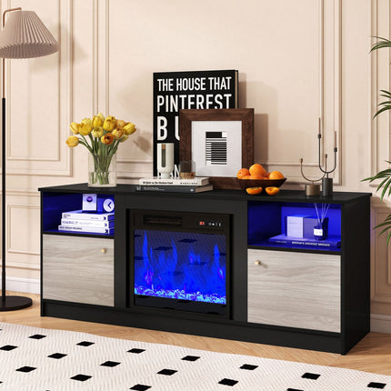TV Stand Entertainment Center for 65" TVs with LED Lighting