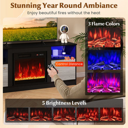 TV Stand Entertainment Center for 65" TVs with LED Lighting