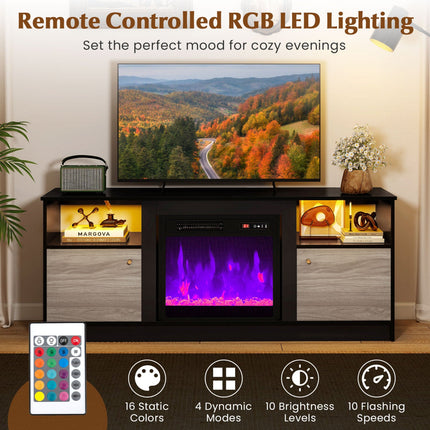 TV Stand Entertainment Center for 65" TVs with LED Lighting