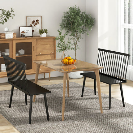 Entryway Bench for 2 with Spindle Back for Kitchen Dining Room Hallway