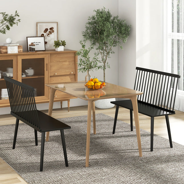 Entryway Bench for 2 with Spindle Back for Kitchen Dining Room Hallway