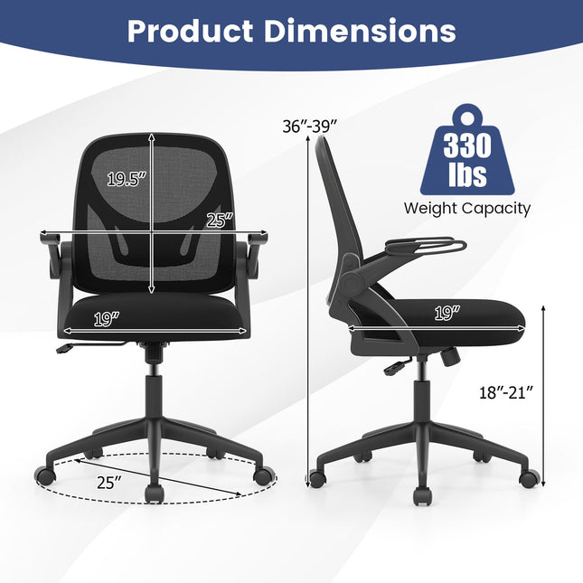 Ergonomic Computer Desk Chair with Lumbar Support and Flip-up Arms
