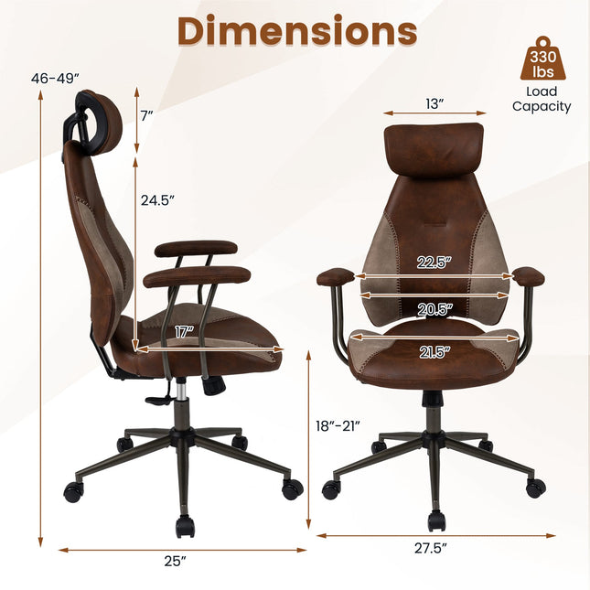 Ergonomic Office Chair Computer Desk Chair with 2D Headrest and Rocking Backrest