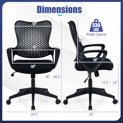 Ergonomic Office Chair Height Adjustable Computer Desk Chair with Breathable Butterfly Back