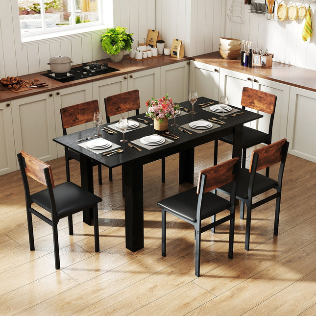 Extendable Dining Table for 4-8 People 47"-62" Large Rectangular Kitchen Table