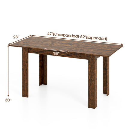 Extendable Dining Table for 4-8 People 47"-62" Large Rectangular Kitchen Table