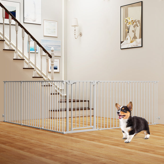 Extra Wide Baby Gate Fits 34.5-154" Openings 6-Panel Adjustable Pet Safety Fence