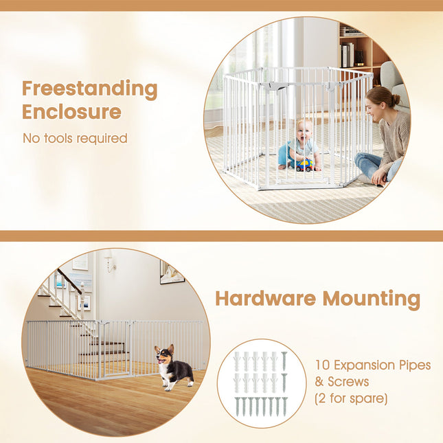 Extra Wide Baby Gate Fits 34.5-154" Openings 6-Panel Adjustable Pet Safety Fence