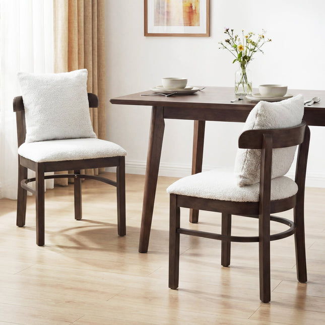 Fabric Upholstered Wood Dining Chairs Set of 2 with Removable Pillow