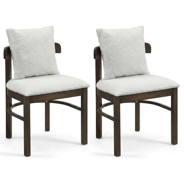 Fabric Upholstered Wood Dining Chairs Set of 2 with Removable Pillow