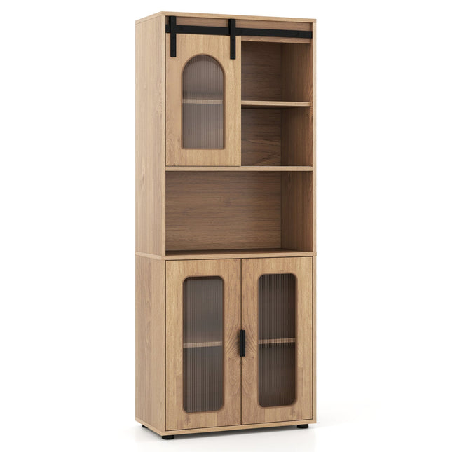Farmhouse Bathroom Floor Cabinet with Sliding Barn Door
