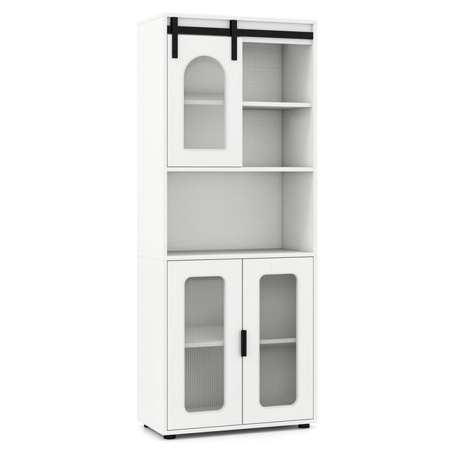 Farmhouse Bathroom Floor Cabinet with Sliding Barn Door