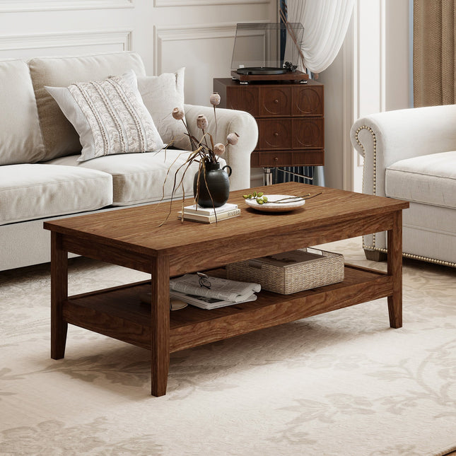 Farmhouse Coffee Table Rustic Cocktail Center Table with Thickened Tabletop