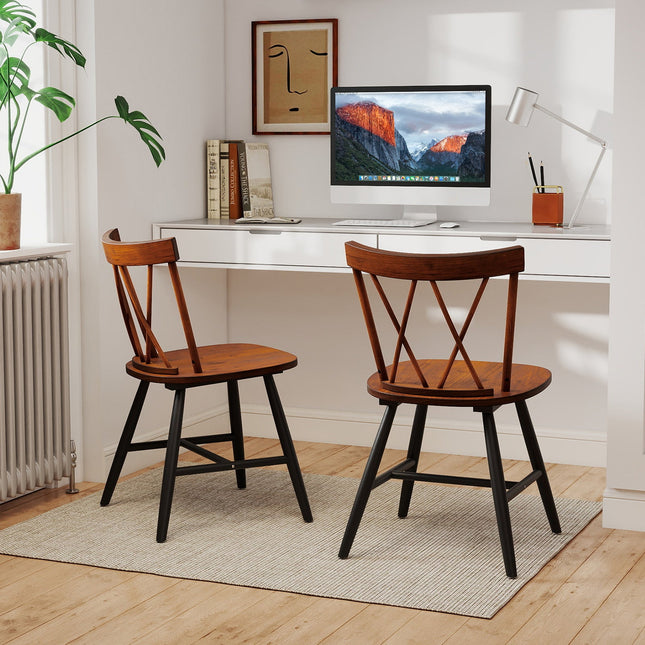 Farmhouse Kitchen Dining Chair Set of 2 with Rubber Wood Frame