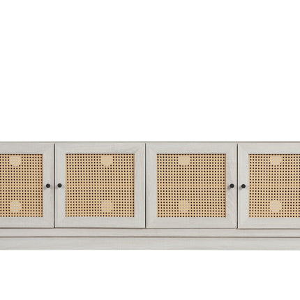 Farmhouse TV Stand for TVs up to 75" with Rattan Doors