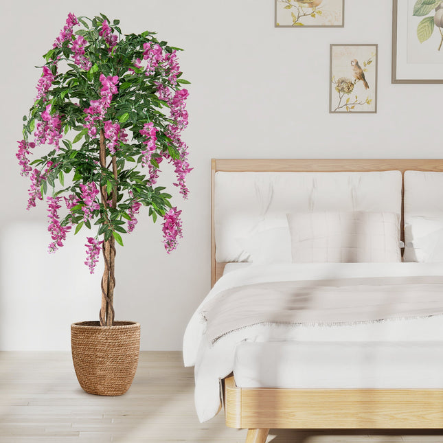 5.5 FT Faux Wisteria Plant in Nursery Pot with Blooming Flowers