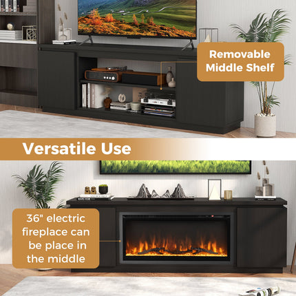 Fireplace TV Stand for TVs up to 80 Inch with 3 Adjustable Shelves