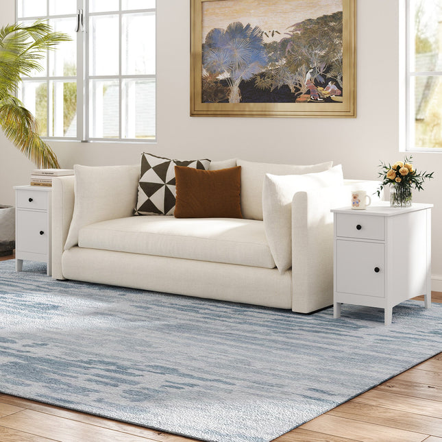 Flip Top End Table with Charging Station USB Ports Outlets and Drawer