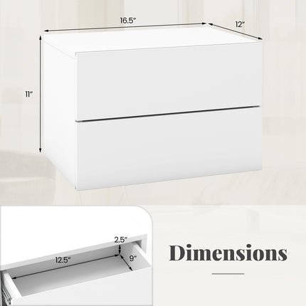 Floating Nightstand with Drawers and Storage Shelf