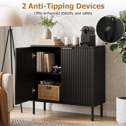Fluted Buffet Cabinet with 2-Door Storage