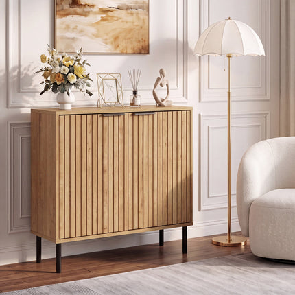 Fluted Buffet Cabinet with 2-Door Storage