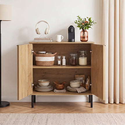 Fluted Buffet Cabinet with 2-Door Storage