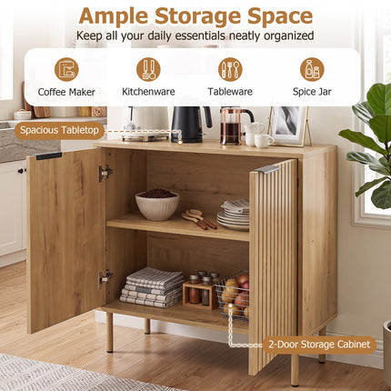 Fluted Buffet Cabinet with 2-Door Storage