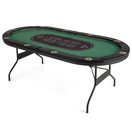 Foldable 10-Player Poker Table with LED Lights and USB Ports Ideal for Texas Casino