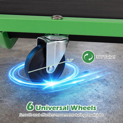 Foldable Automotive Creeper with 360° Swivel Wheels 330 lbs