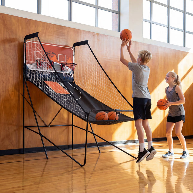 Foldable Basketball Arcade Game Kids Basketball Hoop Machine with 8 Exciting Playing Modes