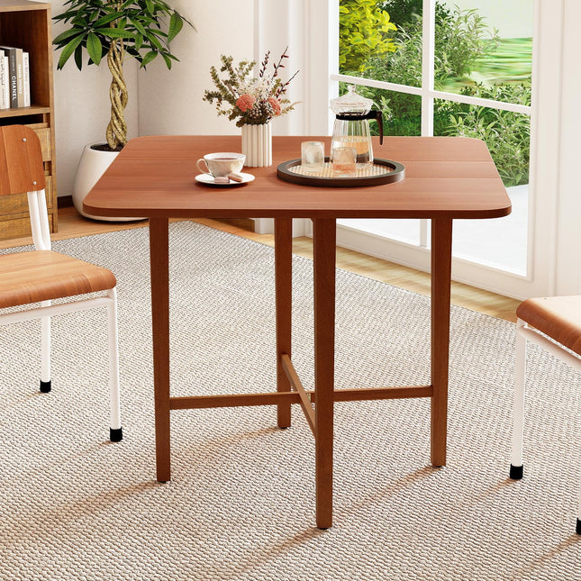 Foldable Dining Table for 2-4 People with Rubber Wood Legs for Small Space
