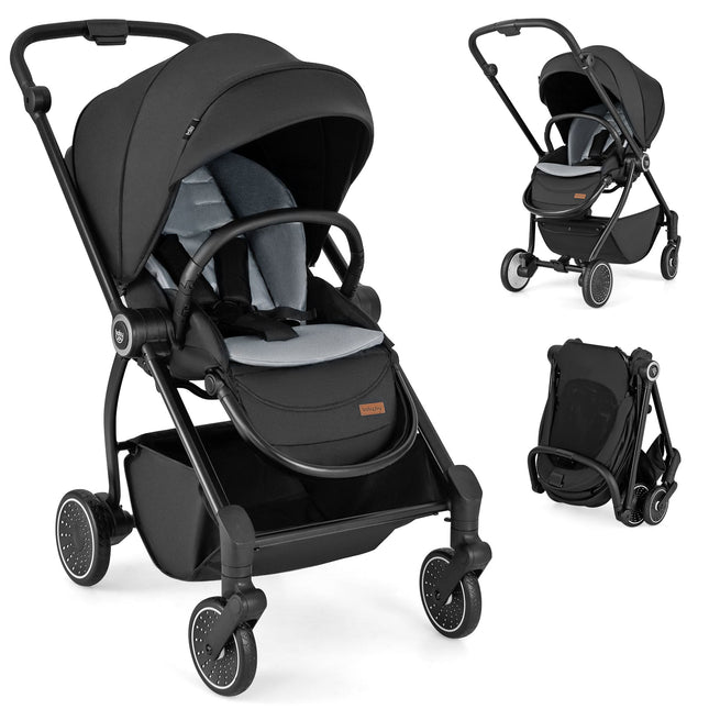 Foldable Infant Pram Stroller with Reversible Seat Reclining Backrest