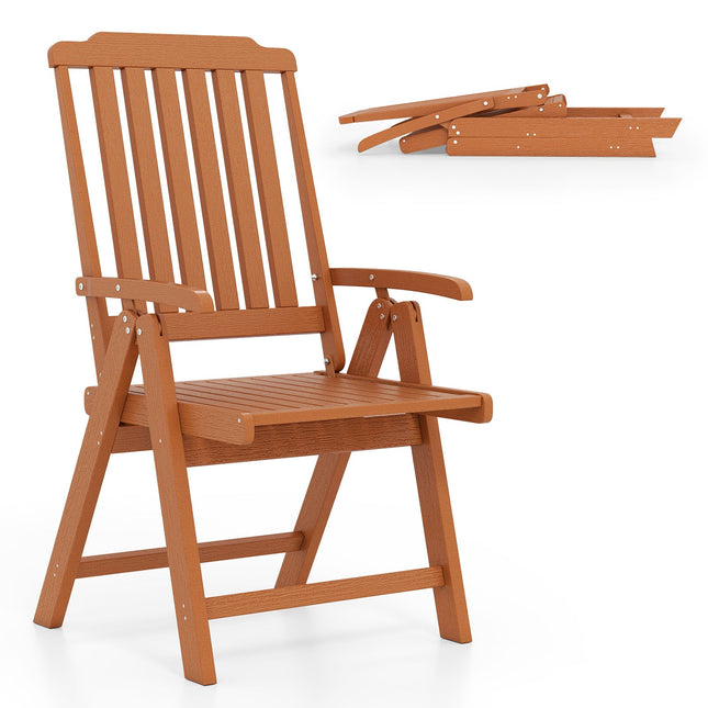 Foldable Patio Chair All-Weather HDPE Outdoor Dining Chair with Armrest