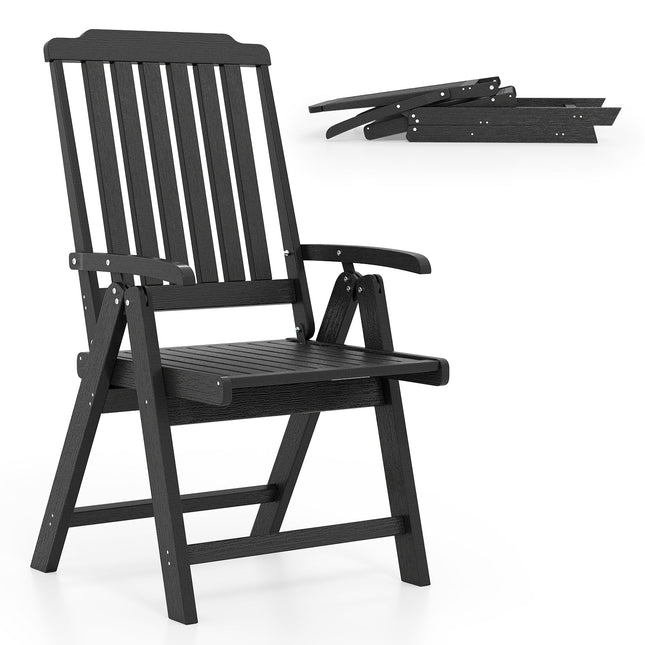 Foldable Patio Chair All-Weather HDPE Outdoor Dining Chair with Armrest
