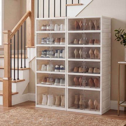 Foldable Shoe Rack Organizer 12-Pair 6-Tier Collapsible Shoe Cabinet