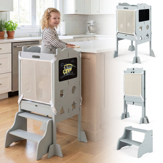Foldable Toddler Step Stool with Chalkboards 2-Step Stool