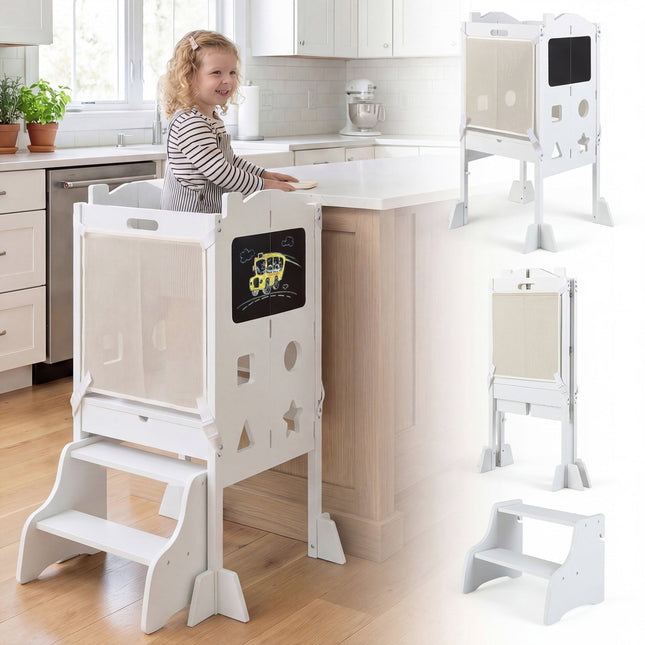 Foldable Toddler Step Stool with Chalkboards 2-Step Stool