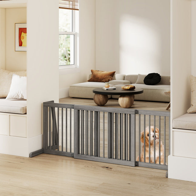 Adjustable 3-Panel Wood Pet Gate - Foldable Dog Fence